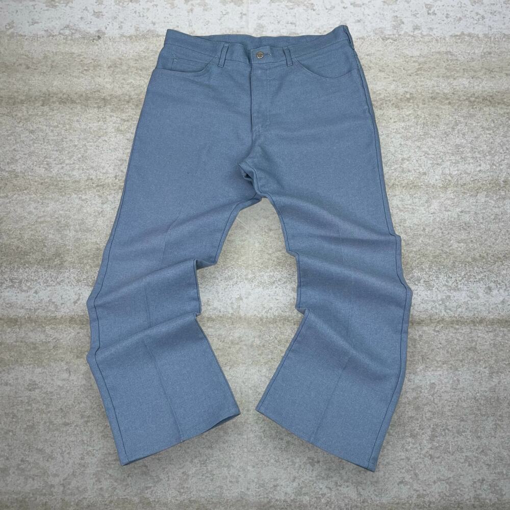 Vintage 90s Lee Dress Pants 36x30 Straight Fit Light Blue Union USA Flat Front - Picture 2 of 4